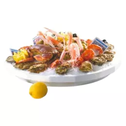 Plateau PS blanc fruits de mer diam 35cm H4.8cm
